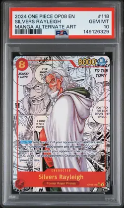 2024 ONE PIECE OP08-TWO LEGENDS MANGA ALTERNATE ART #118 SILVERS RAYLEIGH PSA 10 - Image 1