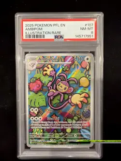 2025 Pokemon Phantasmal Flames Ambipom Illustration Rare #107 PSA 8 - Image 1