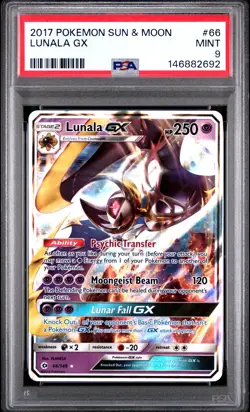 2017 POKEMON SUN & MOON #66 LUNALA GX PSA 9 - Image 1