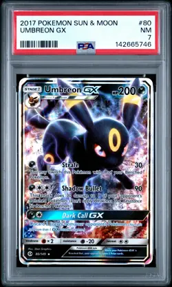 2017 POKEMON SUN & MOON #80 UMBREON GX PSA 7 - Image 1