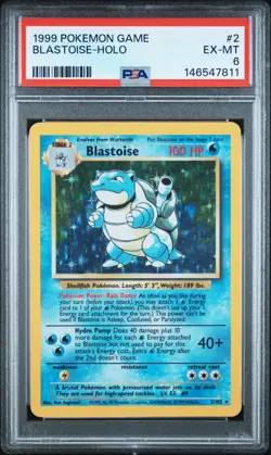 1999 POKEMON BASE SET UNLIMITED #2 BLASTOISE-HOLO PSA 6 - Image 1