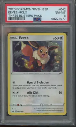 Pokemon TCG Eevee SWSH042 Sword & Shield Promo Blister Holo PSA 8 - Image 1