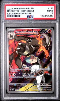 Pokemon TCG Team Rocket's Houndoom 191/182 Destined Rivals Rare PSA 9 - Image 1