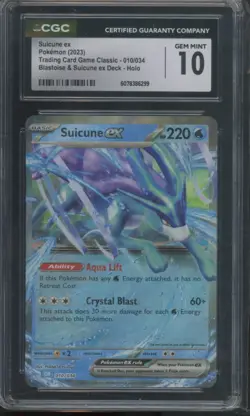 Pokemon TCG Suicune ex 010/034 Classic Collection CGC 10 - Image 1