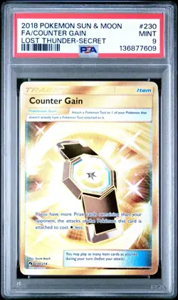 Pokemon TCG Counter Gain 230/214 SM Lost Thunder Secret PSA 9 - Image 1