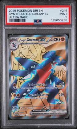 Pokemon TCG Cynthia's Garchomp ex 215/182 Destined Rivals Ultra PSA 9 - Image 1