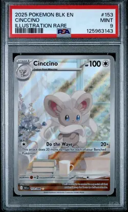 Pokemon TCG Cinccino 153/086 Black Bolt Illustration Rare PSA 9 - Image 1