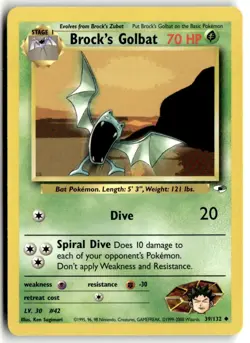 2000 Pokemon - Gym Heroes Brock’s Golbat #39/132 - Image 1