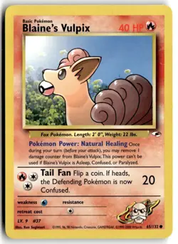 2000 Pokemon - Gym Heroes Blaine’s Vulpix #65/132 - Image 1