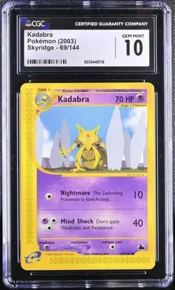 CGC 10 GEM MINT Kadabra 69/144 Pokemon 2003 Skyridge Pop 31 - Image 1