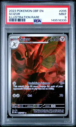 2023 POKEMON OBF EN-OBSIDIAN FLAMES ILLUSTRATION RARE #205 SCIZOR PSA 9 - Image 1