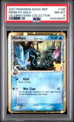 Mimikyu Holo SWSH136 Celebrations Collection Pokemon PSA 8 *605 - Image 1