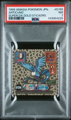 1999 AMADA POKEMON JPN SUPER DX GOLD STICKERS #D155 ARTICUNO PSA 7 - Image 1
