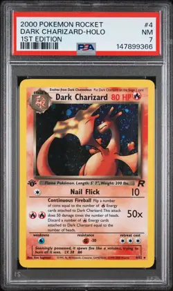 2000 POKEMON ROCKET 1ST EDITION #4 DARK CHARIZARD-HOLO PSA 7 - Image 1
