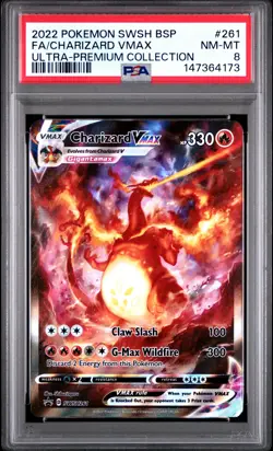 2022 POKEMON SWSH BLACK STAR PROMO #261 FULL ART/CHARIZARD VMAX PSA 8 - Image 1