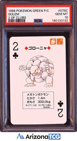 Pokemon 1996 Golem 076C 2 Of Clubs Green Playing Card Japanese GEM MINT PSA 10 - Image 1