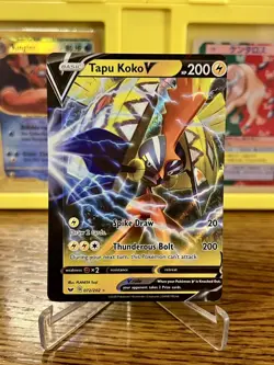 Pokemon TCG Sword & Shield Base Tapu Koko V 072/202 ERROR MISCUT ALIGNMENT DOT - Image 1