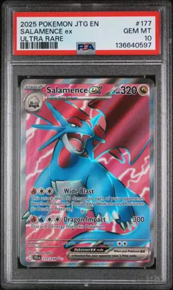 2025 POKEMON JTG EN-JOURNEY TOGETHER ULTRA RARE #177 SALAMENCE EX PSA 10 - Image 1