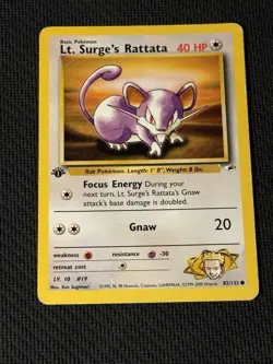 Lt. Surge's Rattata 82/132 - 1st Edition - Pokemon Gym Heroes - Image 1