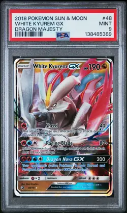 2018 POKEMON SUN & MOON DRAGON MAJESTY #48 WHITE KYUREM GX PSA 9 - Image 1