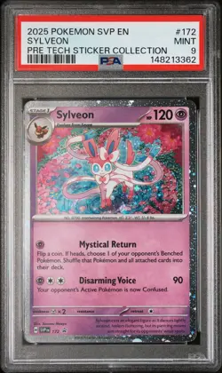 2025 POKEMON PRISMATIC EVOLUTIONS TECH STICKER COLLECTION SYLVEON PSA 9 - Image 1