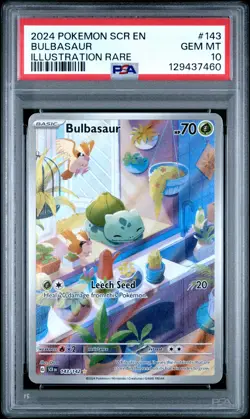 2024 POKEMON SCR EN-STELLAR CROWN ILLUSTRATION RARE #143 BULBASAUR PSA 10 - Image 1