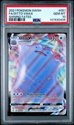 2021 POKEMON SWORD & SHIELD SHINING FATES #051 FULL ART/DITTO VMAX PSA 10 - Image 1