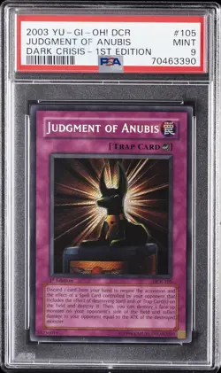 2003 YU-GI-OH! DCR-DARK CRISIS 1ST EDITION #105 JUDGMENT OF ANUBIS PSA 9 - Image 1