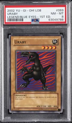 2002 YU-GI-OH! LOB-LEGEND OF BLUE EYES WHITE DRAGON 1ST ED #069 URABY PSA 8 - Image 1