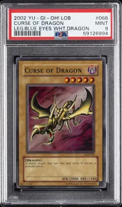 2002 YU-GI-OH! LOB-LEGEND OF BLUE EYES WHITE DRAGON #066 CURSE OF DRAGON PSA 9 - Image 1