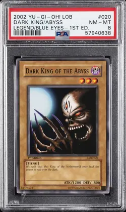 2002 YU-GI-OH! LOB-LEGEND OF BLUE EYES WHITE DRAGON DARK KING OF THE ABYSS PSA 8 - Image 1