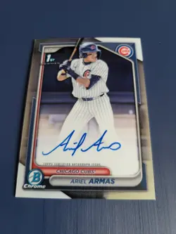 2024 Bowman Draft Ariel Armas Chrome Auto 1st #CPA-AA Cubs Catching Prospect - Image 1