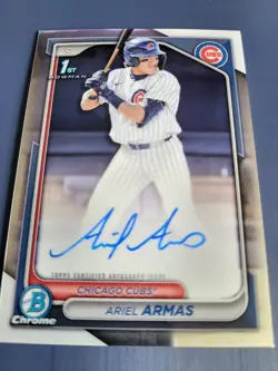 2024 Bowman Draft Ariel Armas Chrome Auto 1st #CPA-AA Cubs Catching Prospect - Image 3