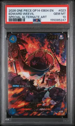 2026 ONE PIECE OP14-EB04-THE AZURE SEA'S SEVEN #023 EDWARD WEEVIL PSA 10 - Image 1