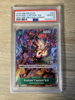 2024 One Piece Promo OP07 Pre-Release Winner #067 Eustass "Captain" Kid PSA 10 - Image 1