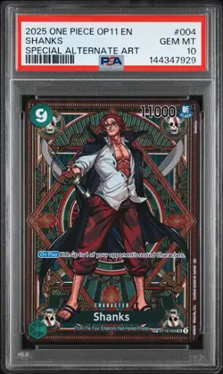 2025 ONE PIECE OP11-A FIST OF DIVINE SPEED SPECIAL ALTERNATE ART SHANKS PSA 10 - Image 1