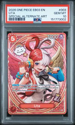 2026 ONE PIECE EB03-ONE PIECE HEROINES EDITION SPECIAL ALT ART #003 UTA PSA 10 - Image 2