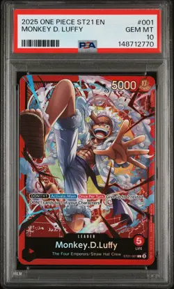 2025 ONE PIECE STARTER DECK ST21-EX GEAR 5 #001 MONKEY D. LUFFY PSA 10 - Image 1