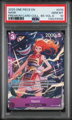 2025 ONE PIECE PREMIUM COLLECTION BEST SELECTION VOL.4 #070 'GENGAR' NAMI PSA 10 - Image 3