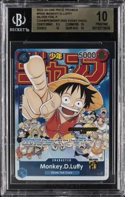 2022 ONE PIECE SILVER FOIL P CHAMPIONSHIP 2023 EVENT PACK MONKEY D. LUFFY BGS 10 - Image 1