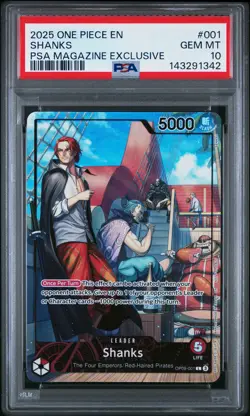 2025 ONE PIECE PROMOS PSA MAGAZINE EXCLUSIVE #001 SHANKS PSA 10 - Image 1
