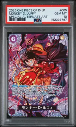 2026 ONE PIECE JPN OP15-ADVENTURE ON KAMI'S ISLAND #005 MONKEY D. LUFFY PSA 10 - Image 1