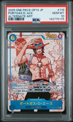 2025 ONE PIECE JAPANESE OP13-CARRYING ON HIS WILL #119 PORTGAS D. ACE PSA 10 - Image 1