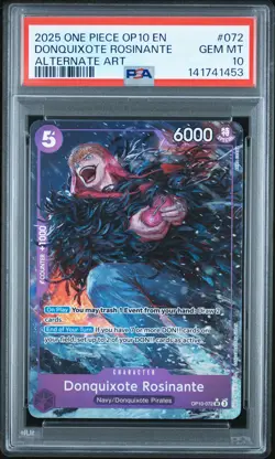 2025 ONE PIECE OP10-ROYAL BLOOD ALTERNATE ART #072 DONQUIXOTE ROSINANTE PSA 10 - Image 1