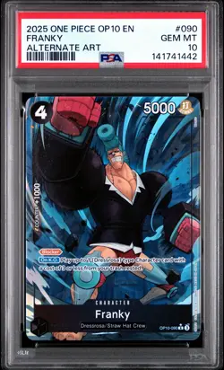 2025 ONE PIECE OP10-ROYAL BLOOD ALTERNATE ART #090 FRANKY PSA 10 - Image 1