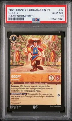 PSA 10 GEM MINT 2023 DISNEY LORCANA EN P1-PROMO #12 GOOFY GAMESCOM (POP 963) - Image 1