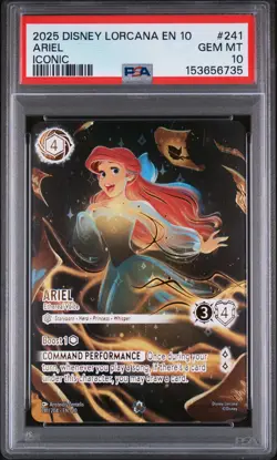 2025 DISNEY LORCANA EN 10-WHISPERS IN THE WELL ICONIC #241 ARIEL PSA 10 - Image 1