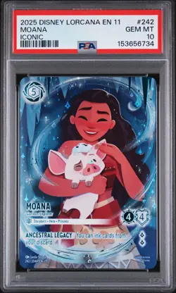 2026 DISNEY LORCANA EN 11-WINTERSPELL ICONIC MOANA - CURIOUS EXPLORER PSA 10 - Image 1