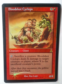 Magic the Gathering MTG Urza's Destiny FOIL BLOODSHOT CYCLOPS VLP/EX Rare 1999! - Image 2