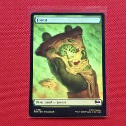 Magic The Gathering MTG Ninja Turtle TMT Land Forest Alt Art Pizza 0257 Foil - Image 1